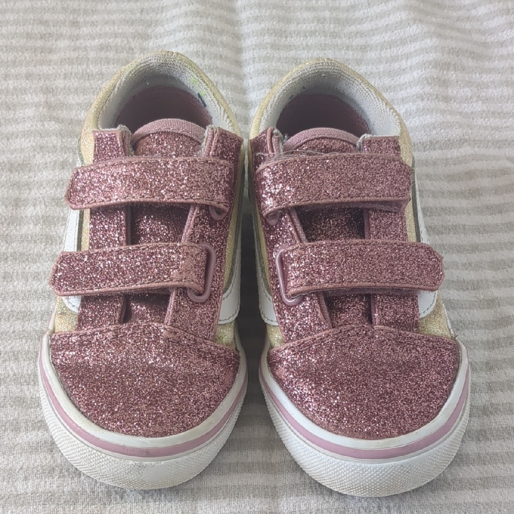 Vans Glittery Pink and Gold Kids Sneakers
